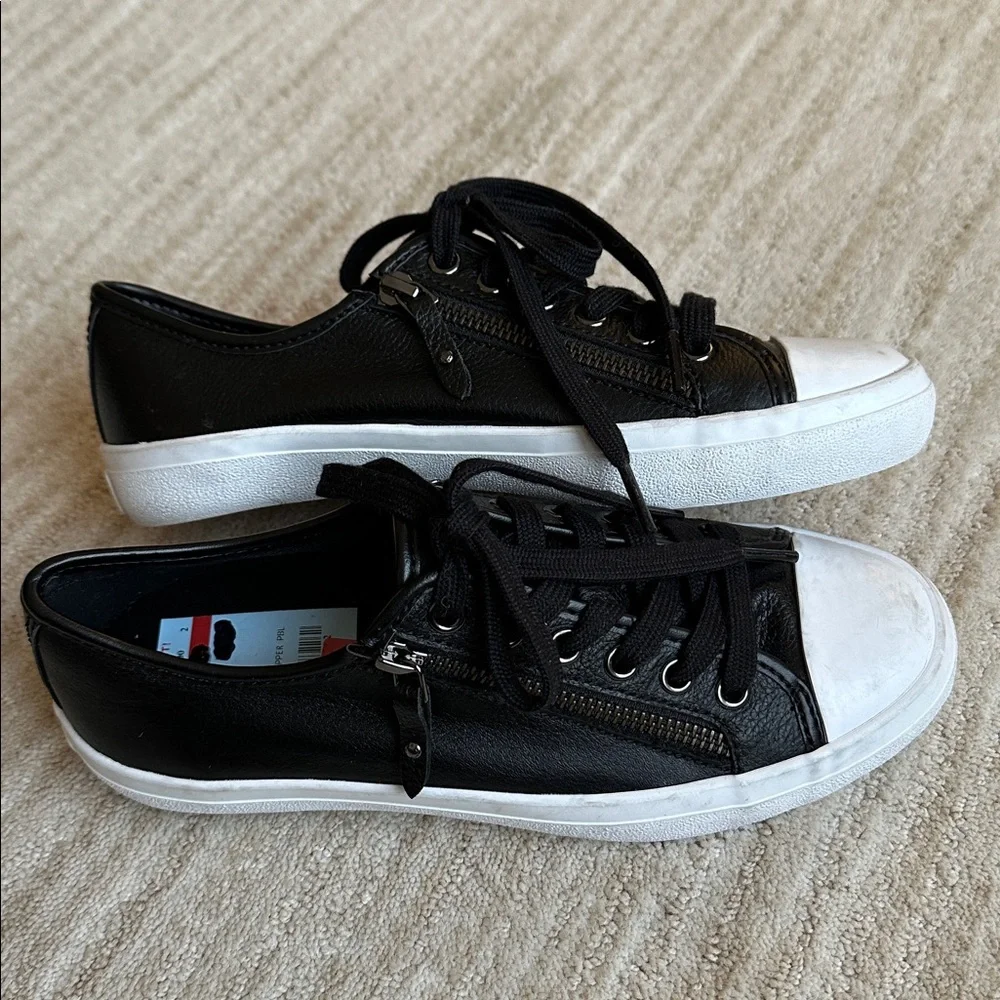 NWOB COACH Empire Zip Lace-Up Sneakers Leather Black Size 6.5